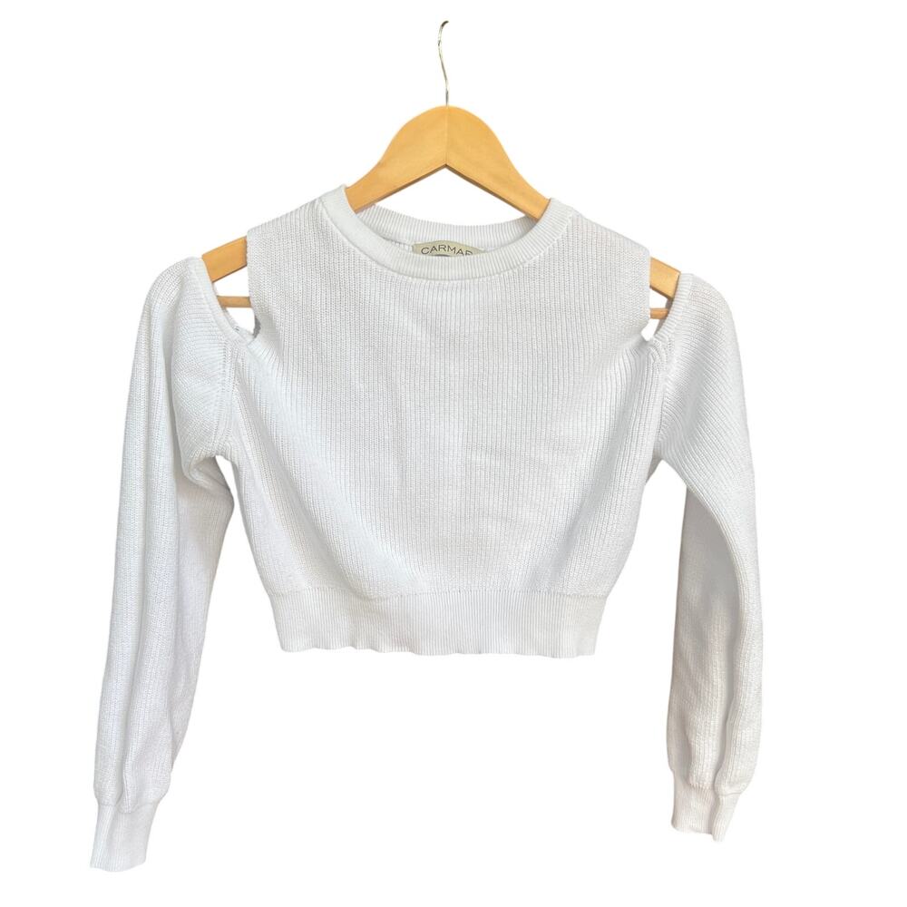 Carmar White Cut-Out Shoulder Ribbed Knit Sweater Women’s Size M